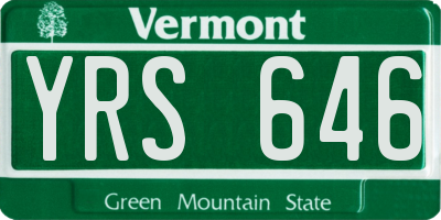VT license plate YRS646
