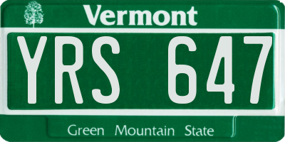 VT license plate YRS647