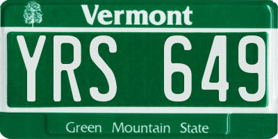 VT license plate YRS649