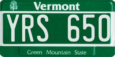 VT license plate YRS650
