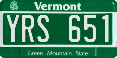 VT license plate YRS651
