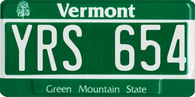 VT license plate YRS654