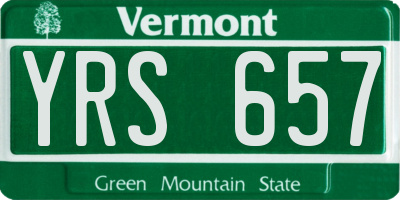 VT license plate YRS657