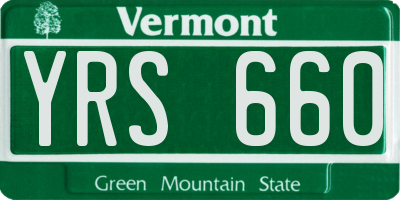 VT license plate YRS660