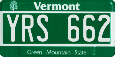 VT license plate YRS662