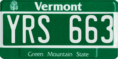 VT license plate YRS663
