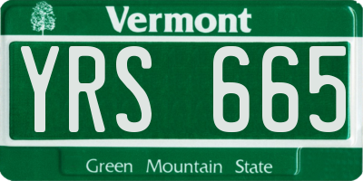 VT license plate YRS665