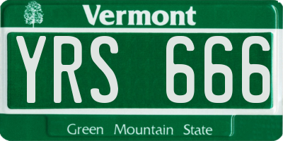 VT license plate YRS666