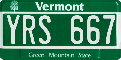 VT license plate YRS667