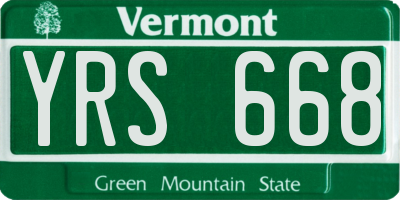 VT license plate YRS668