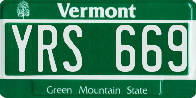 VT license plate YRS669