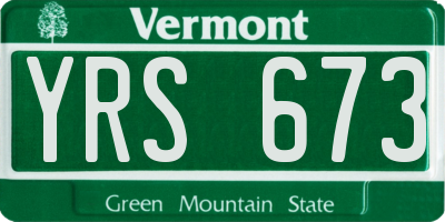 VT license plate YRS673