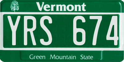 VT license plate YRS674