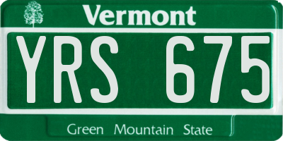 VT license plate YRS675