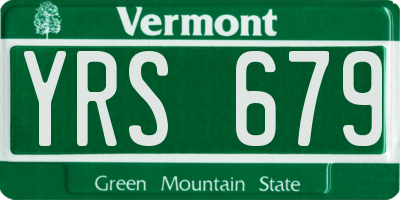 VT license plate YRS679