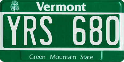 VT license plate YRS680