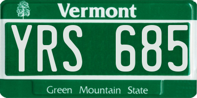 VT license plate YRS685