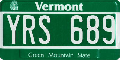 VT license plate YRS689