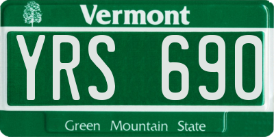 VT license plate YRS690