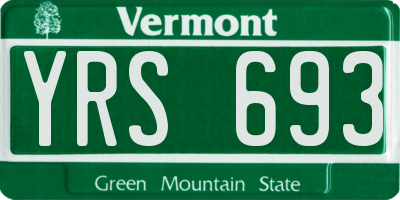 VT license plate YRS693