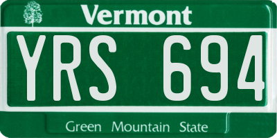 VT license plate YRS694