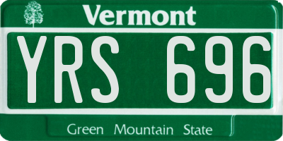 VT license plate YRS696