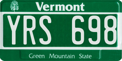 VT license plate YRS698