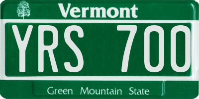 VT license plate YRS700