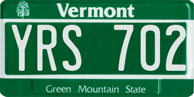 VT license plate YRS702