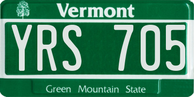 VT license plate YRS705