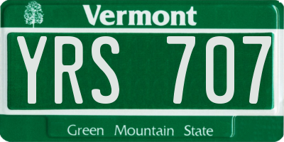 VT license plate YRS707
