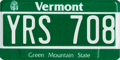 VT license plate YRS708