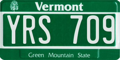 VT license plate YRS709