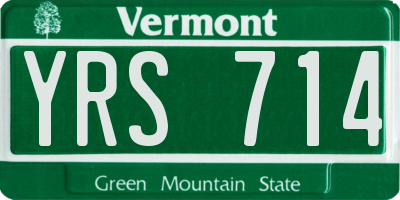 VT license plate YRS714