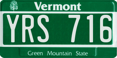 VT license plate YRS716