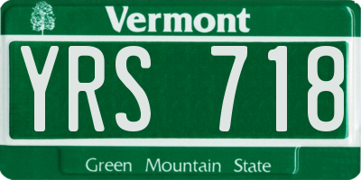 VT license plate YRS718