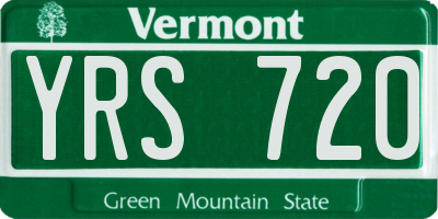 VT license plate YRS720