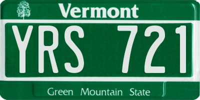 VT license plate YRS721