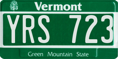 VT license plate YRS723