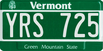 VT license plate YRS725