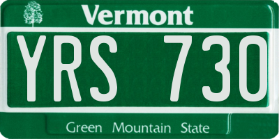VT license plate YRS730