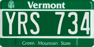 VT license plate YRS734