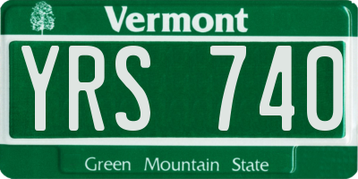 VT license plate YRS740