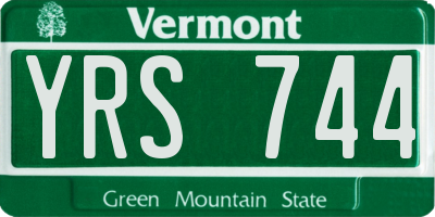 VT license plate YRS744