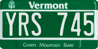 VT license plate YRS745