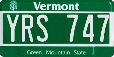 VT license plate YRS747