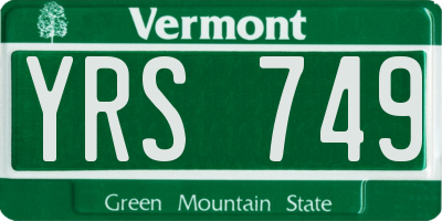 VT license plate YRS749