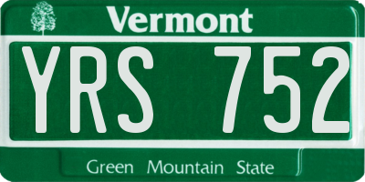 VT license plate YRS752