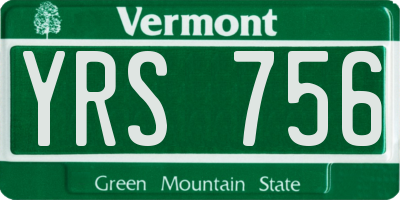 VT license plate YRS756