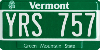 VT license plate YRS757